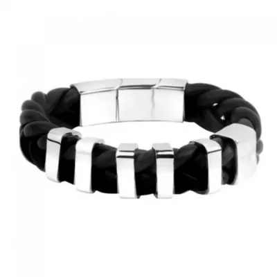 Police férfi bőr acél karkötő