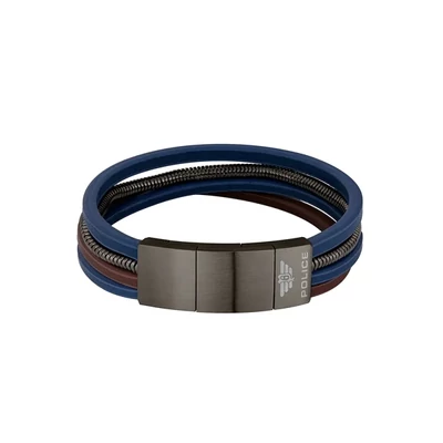 Police férfi bőr acél karkötő