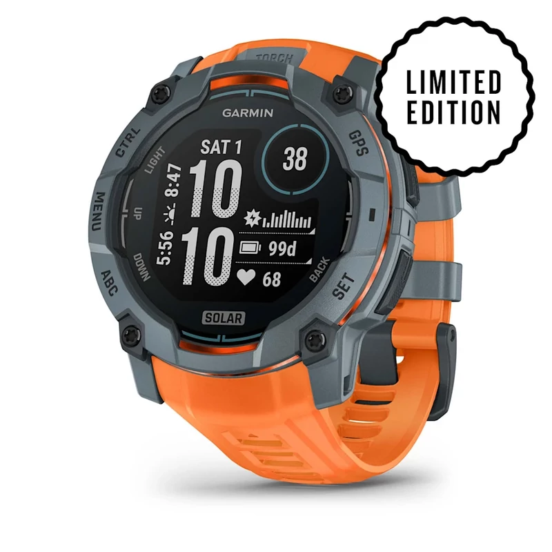 GARMIN Instinct 3 Solar Black 50mm Orange Limited Edition karóra 010-02935-01